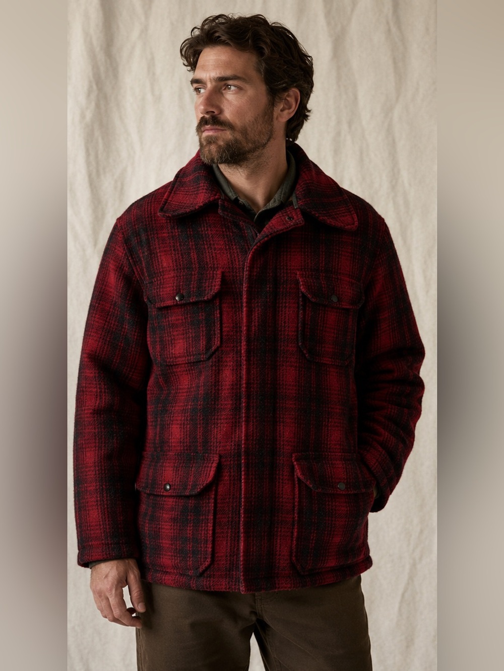 VTG Woolrich Mackinaw Red Plaid Wool Hunting Jacket 503 Men’s Sz 44‎ Made In USA